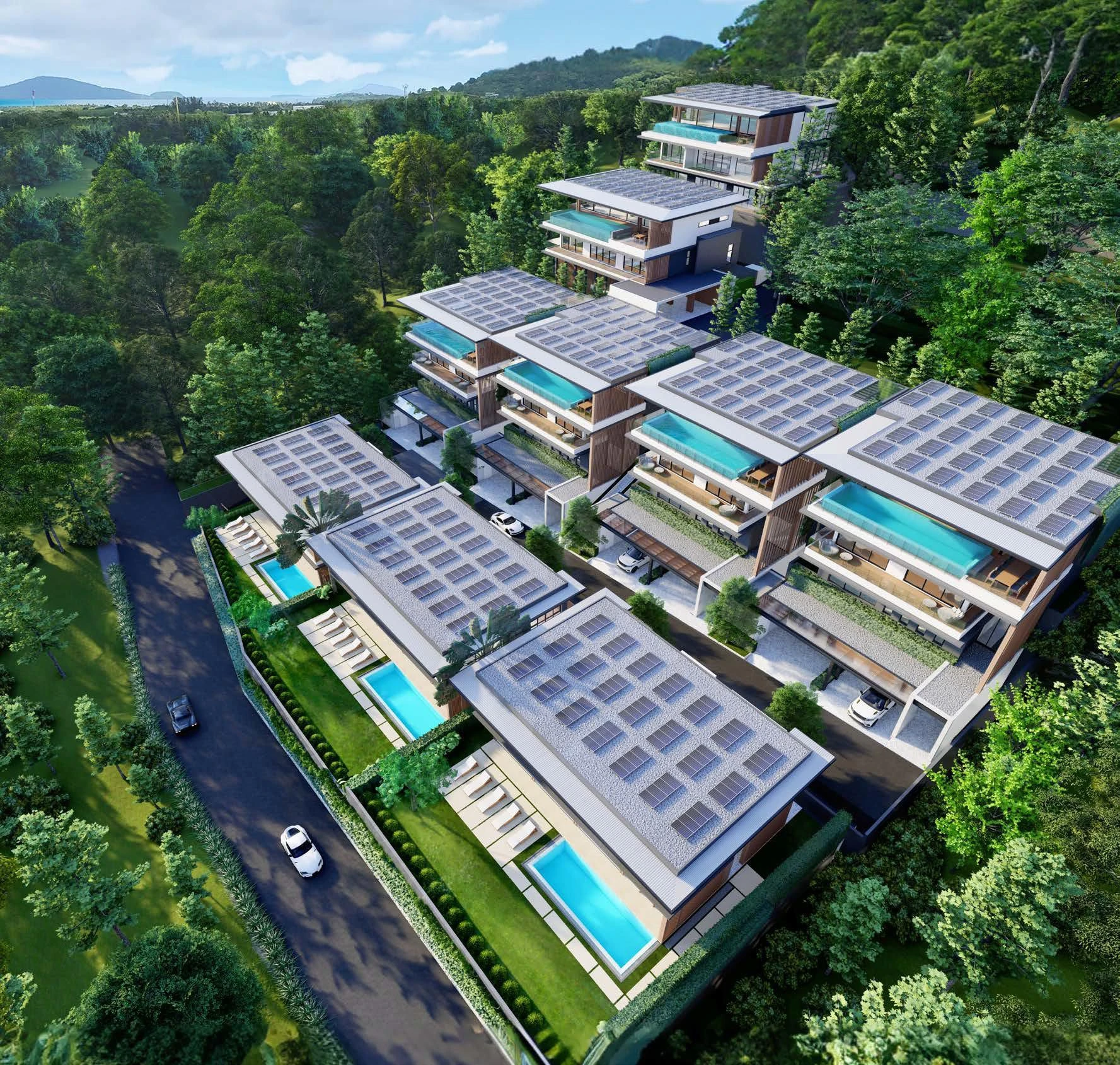 Комплекс вилл с бассейнами и панорамными видами рядом с пляжами, Чалонг, Пхукет, Таиланд Комплекс вилл с бассейнами и панорамными видами рядом с пляжами, Чалонг, Пхукет, Таиланд