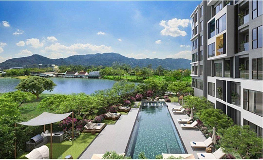 Новый кондоминиум с видом на лагуну и озеро в престижном курортном районе рядом с Боут Авеню, Пхукет, Таиланд
