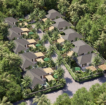 Виллы с бассейнами, садами и террасами, рядом с кокосовой рощей и пляжем Ламаи, Самуи, Таиланд